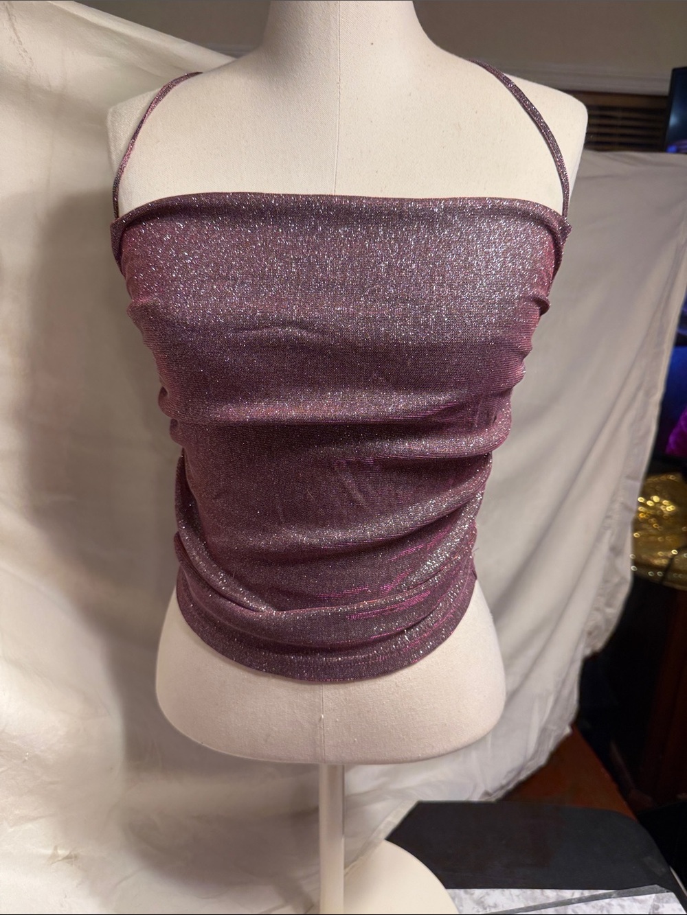 Sparkle Strapless Purple Shimmer Cami Top